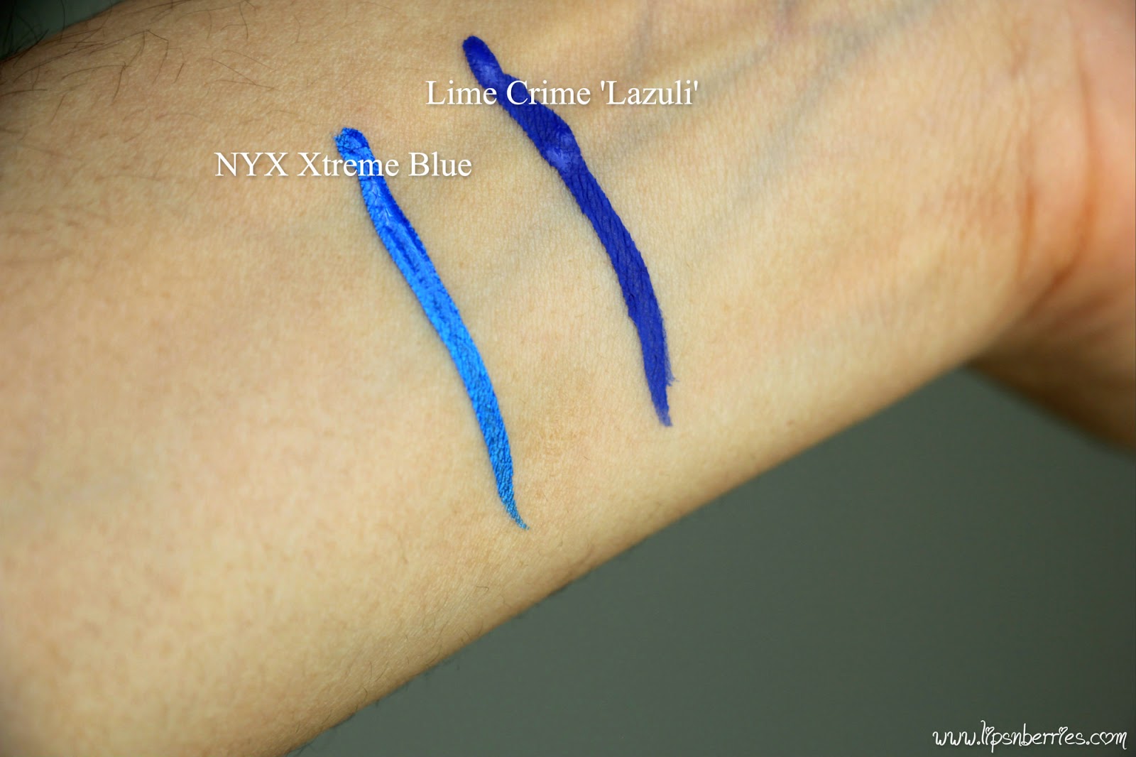 Interconnect offentliggøre Overveje NYX Extreme Blue Studio-Liquid Eyeliner Vs. Lime Crime Eyeliner in 'Lazuli'  | LIPS n BERRIES