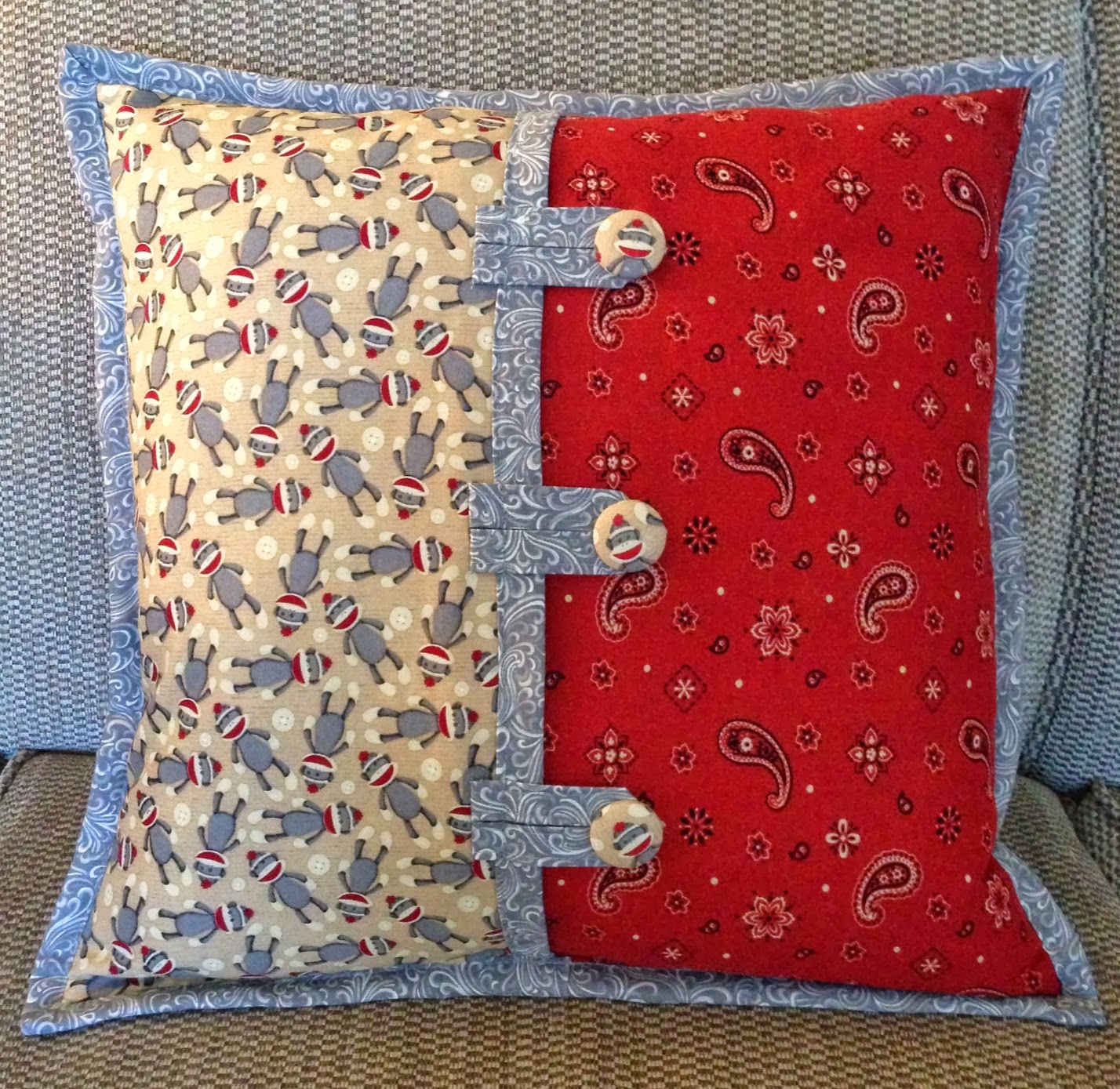 Maureen Snyder Designs Sock Monkey Quilted Pillow