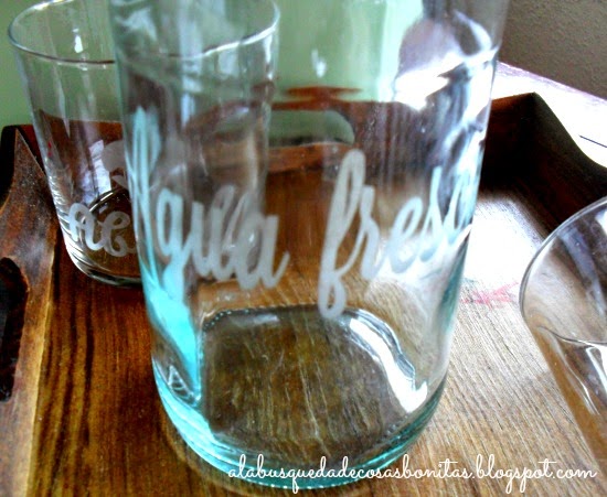 Vasos de cristal grabados con ácido