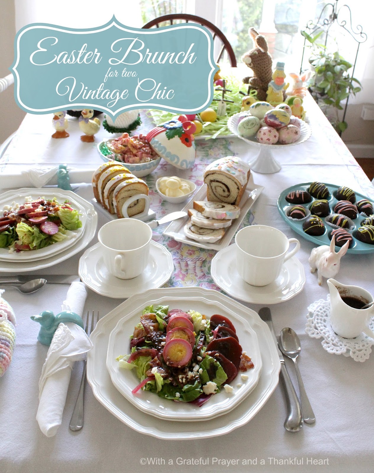 Vintage Chic Easter Brunch for Two Grateful Prayer Thankful Heart