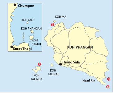 Map of Diving at Koh Pha-Ngan