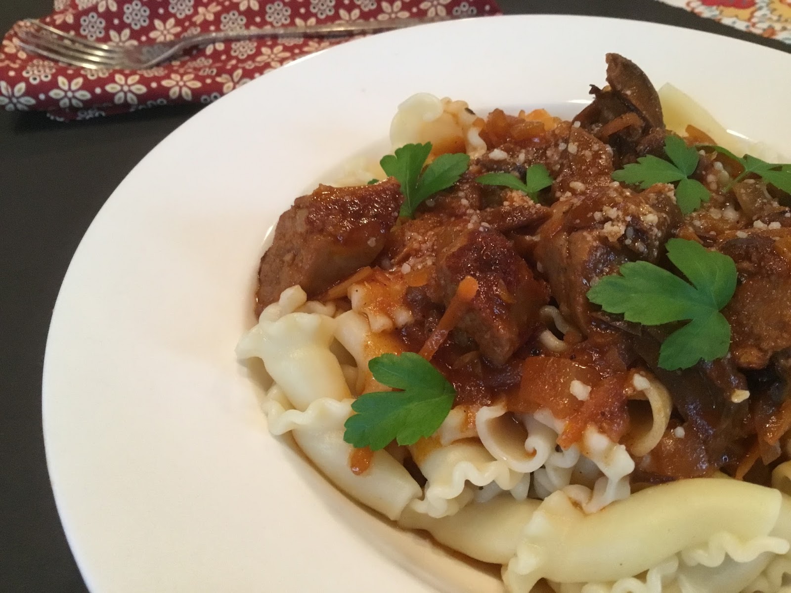 Home on my Range Campanelle with Sausage, Porcini and White Wine Ragu