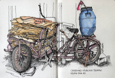 Cardboard collection trishaw sketch, Keong Saik Rd