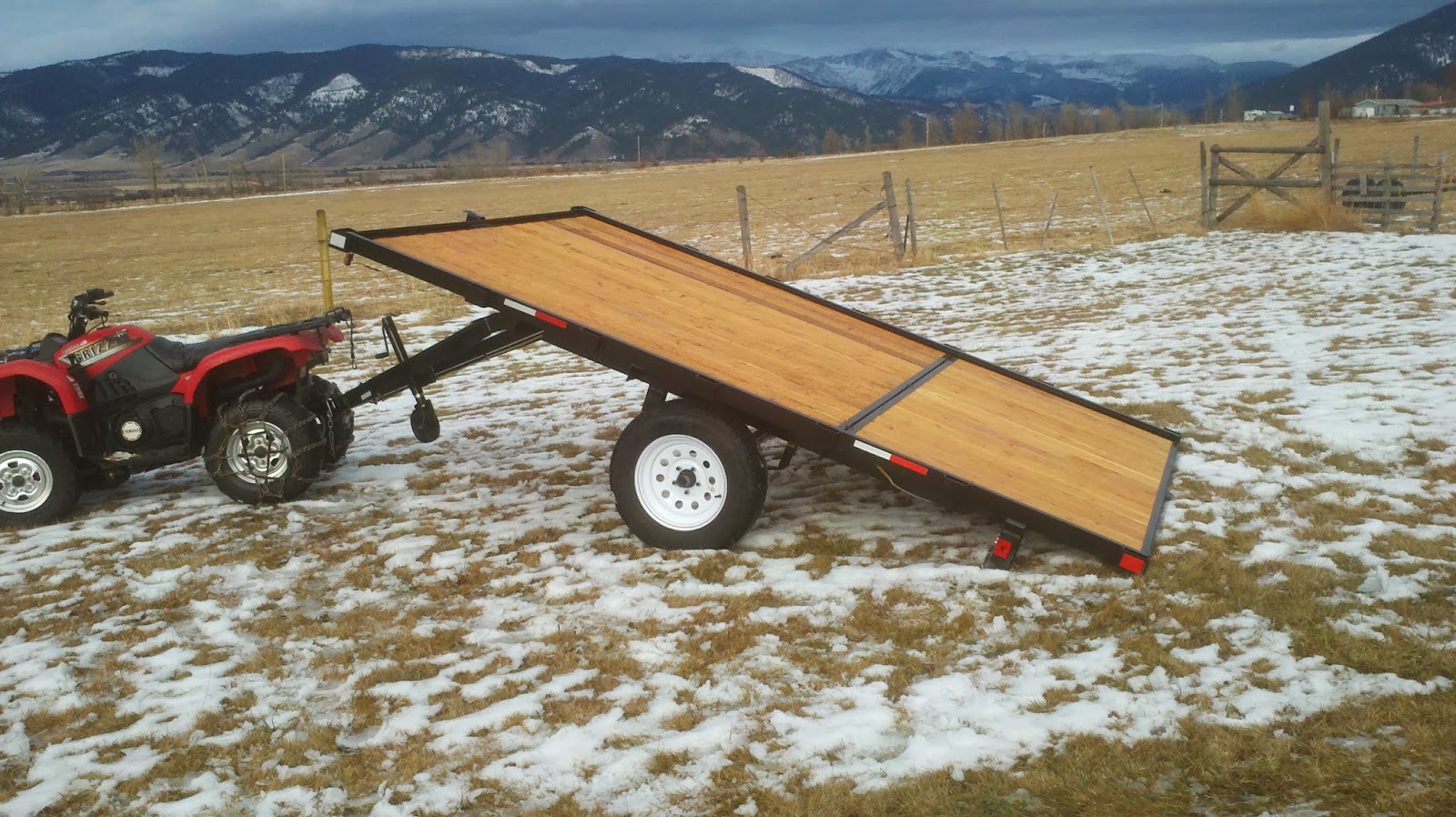 Trailers for sale Montana 8x12 snowmobile tilt trailer 15 inch tires