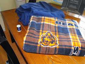 sewing a Chicago Bears blanket