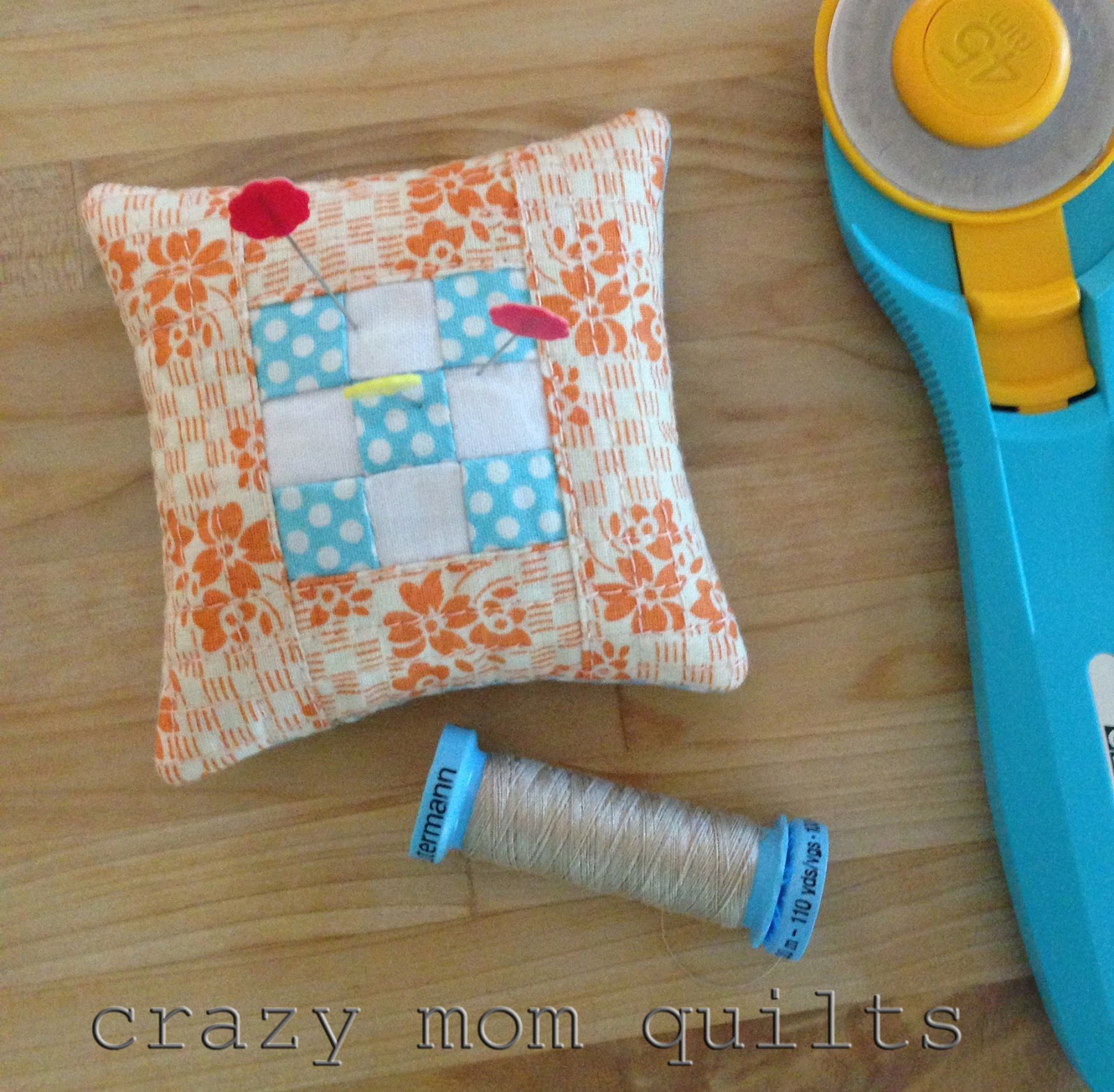 crazy mom quilts: mini 9 patch pin cushion tutorial