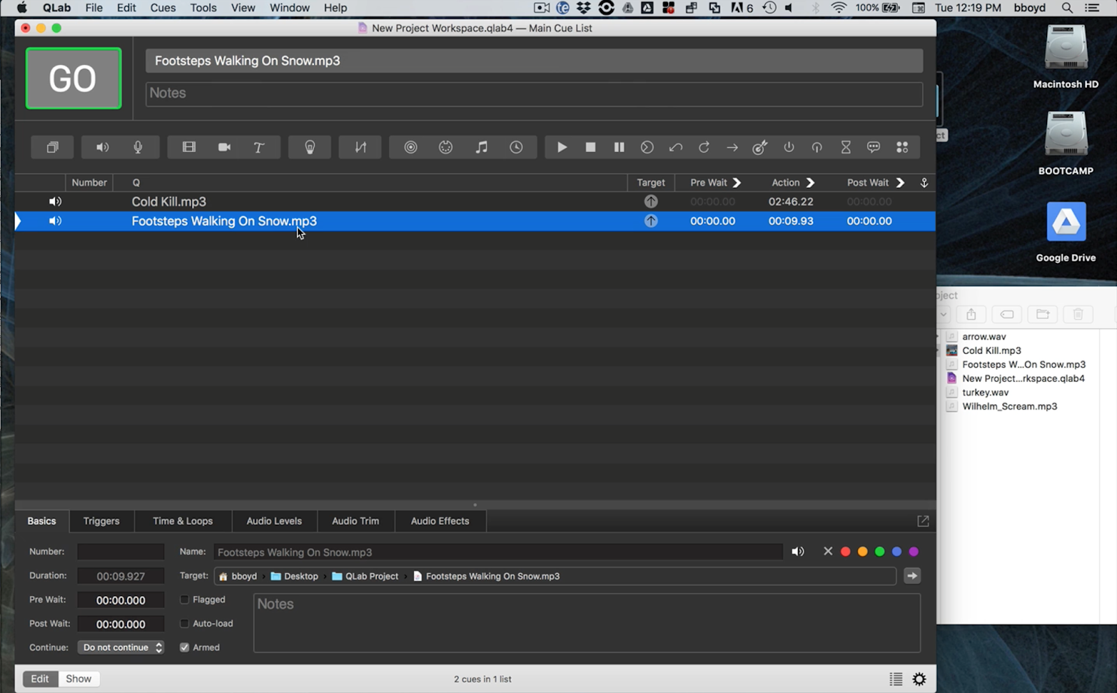 class with bryan QLab Tutorials Basic Audio Functions