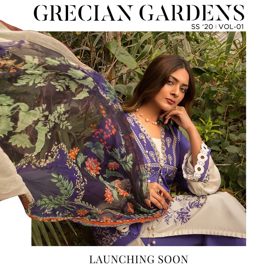 Warda Grecian Gardens Spring Summer 2020 Vol 1 Unstitched Lawn