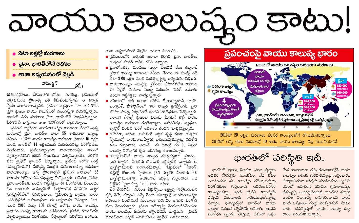 Essay on air pollution in telugu