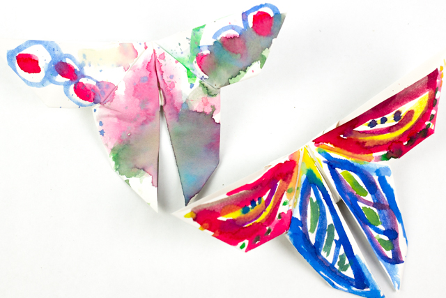 How to make GIANT, pretty, painted origami butterflies with the kids for spring