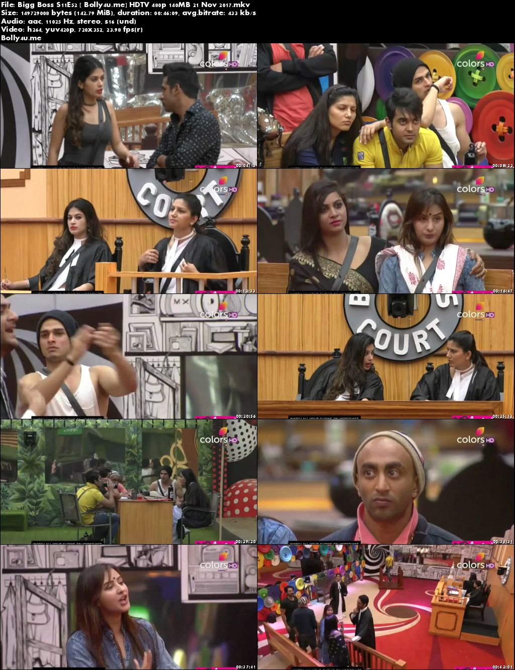 Bigg Boss S11E52 HDTV 480p 140MB 21 November 2017 Download