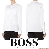 Queen Letizia Style HUGO BOSS Blouse and HUGO BOSS Skirt and PRADA Pumps