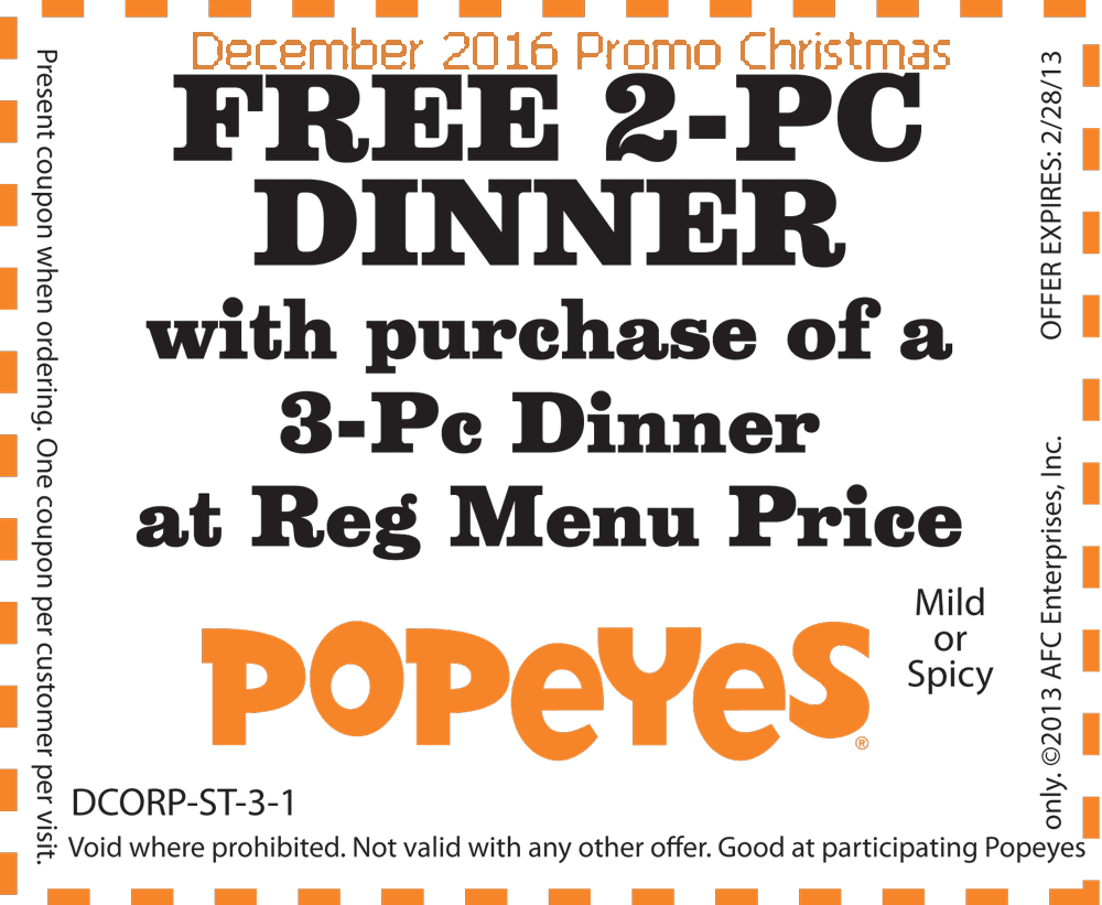 Free Promo Codes and Coupons 2023 Popeyes Chicken Coupons