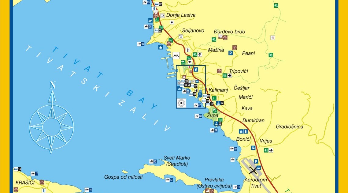 Long term rentals in the Tivat Riviera, Montenegro.: Tivat Maps