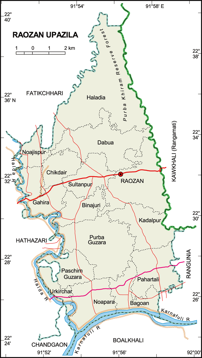 Raozan Upazila Map Chittagong District Bangladesh