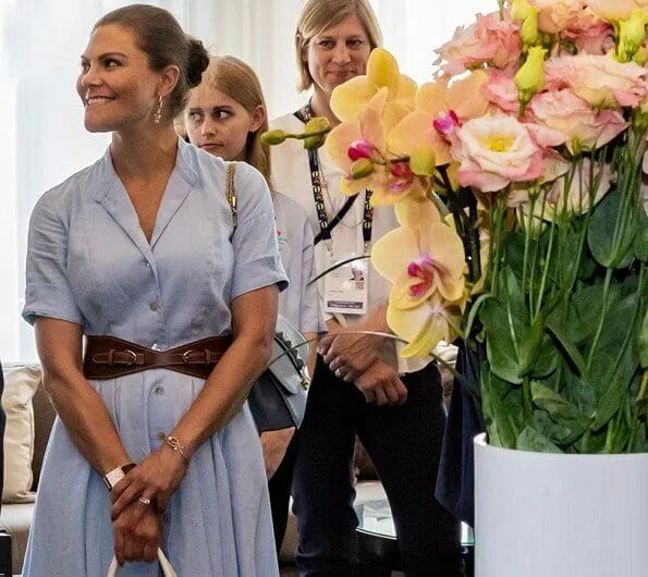 Crown Princess Victoria dressed in Camilla Thulin Design spring summer SS18 collection at International Olympic Committee