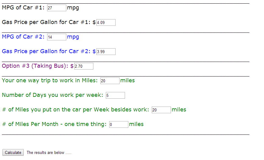 almir's corner blog Fuel Consumption Calculator Cost Comparison