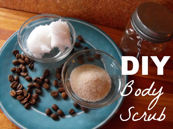 DIY Coconut oil sugar coffee grounds body scrub
