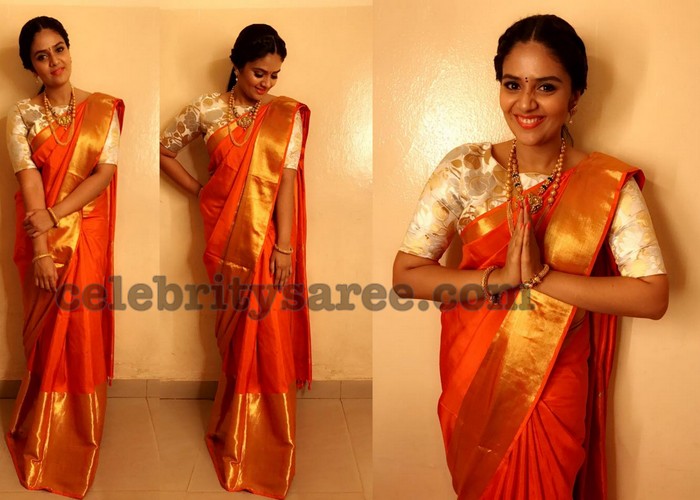 sreemukhi long frocks
