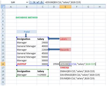 Excel Tips to work as Professional: Database functions applications