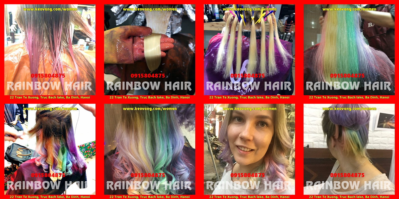 RAINBOW HAIRDYE COLOR] NHUỘM TÓC 7 SẮC CẦU VỒNG - Dạy nghề tóc cấp tốc cắt tóc  nam nữ học phí bảng giá địa chỉ