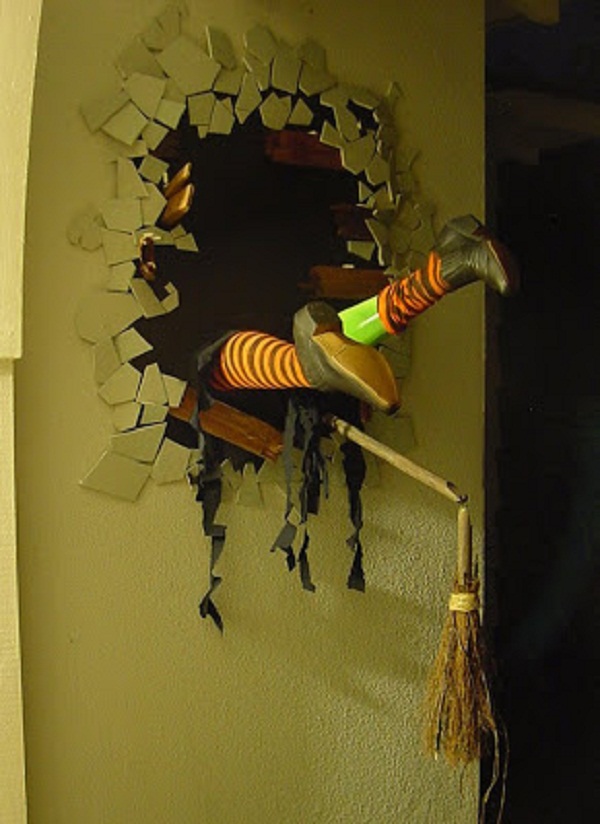 Halloween front door decoration crash in the wall scary ideas Halloween best 2018 front door decoration. Halloween crash in the party DIY front door decoration. Fun theme for front door decoration for Halloween 2018. Best spooky door decoration for Halloween. Haunted wall decoration for Halloween.