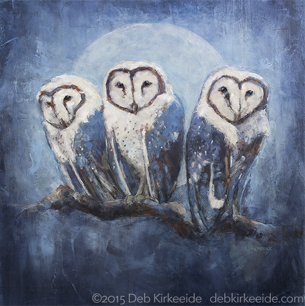 Wildlife Art International Night Owls original owl art by Deb Kirkeeide