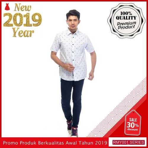 RMY141A29 Ar89 Kemeja Putih Printing Keren Kunci Merah BMGShop