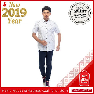 RMY141A29 Ar89 Kemeja Putih Printing Keren Kunci Merah BMGShop