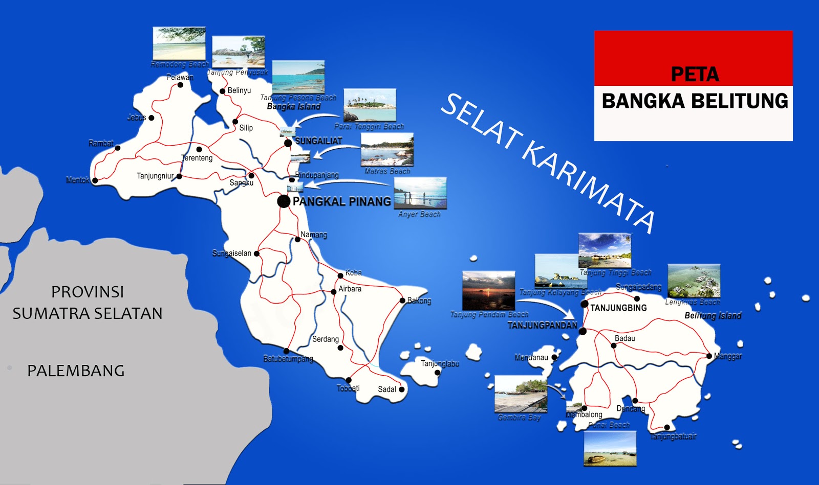  Peta  Bangka Belitung  Lengkap 6 Kabupaten 1 Kota Sejarah 