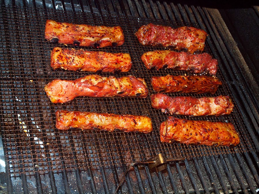Pellet Smoker Cooking Pork Rib Tips Korean Style
