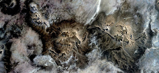 Allegory two alien eggs to burst, abstract landscapes from the air from the deserts of Africa, Surreal, Collection of Abstract Naturalism Munimara, moonlight in twin mountains in the desert moonlight in twin mountains in the desert, abstract landscapes from the air from the deserts of Africa, Surreal,