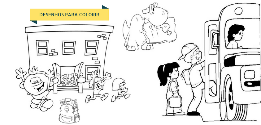 Desenho de Crianças indo para a escola para colorir