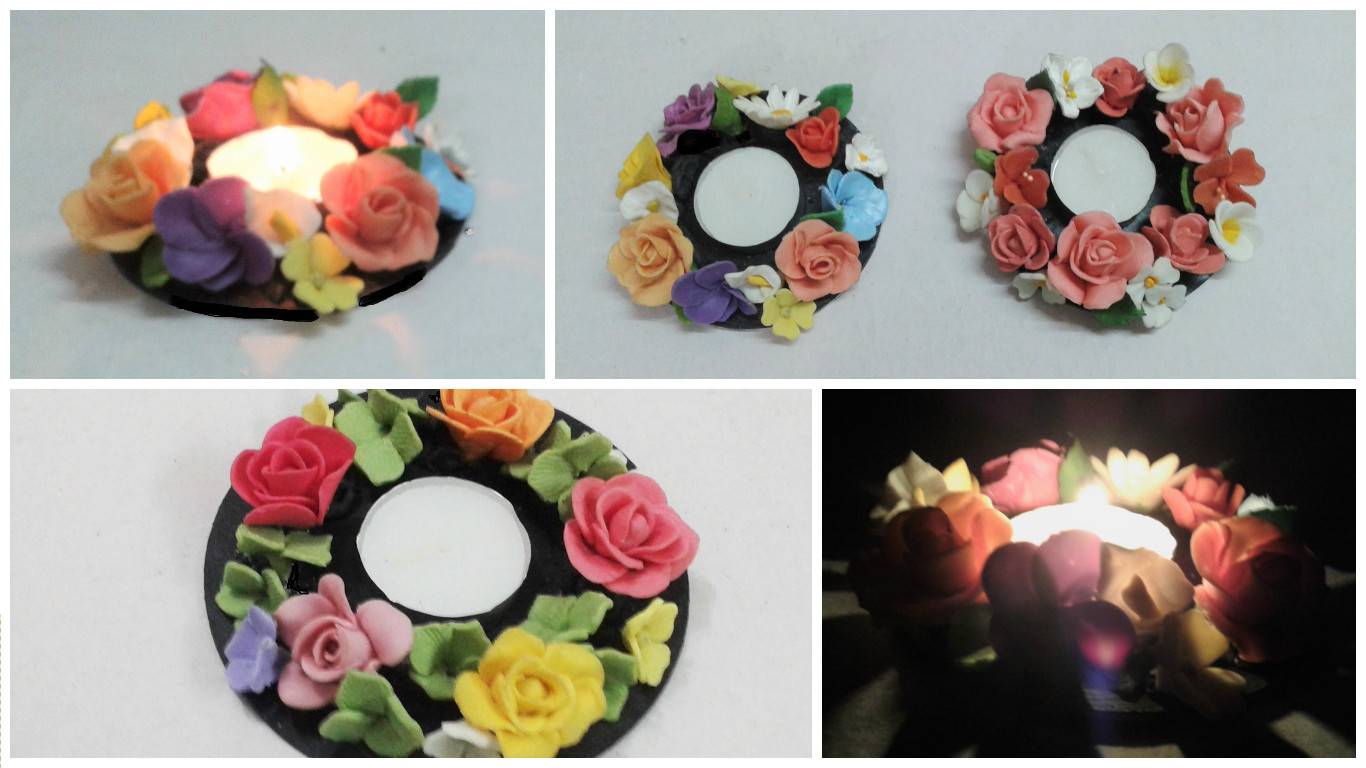 CRAFT WORLD Clay flower candle holders