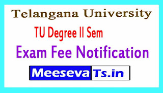 Telangana University Degree II Sem Exam Fee Notification  2017