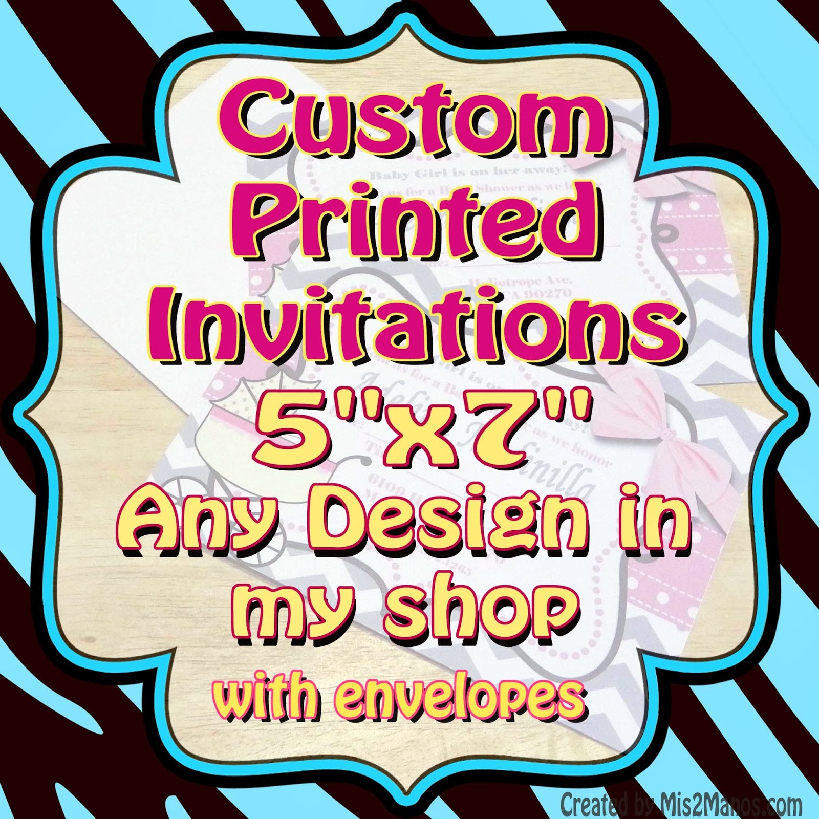 Mis 2 Manos Made by My Hands Custom PRINTED INVITATIONS 15 Laser