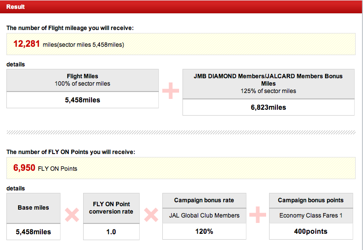Finally a FLY ON Points, Miles and Award Calculator on JAL website