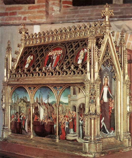 Η λάρνακα - λειψανοθήκη της Αγίας Ούρσουλας στη Μπριζ, έργο του Χανς Μέμλινγκ.