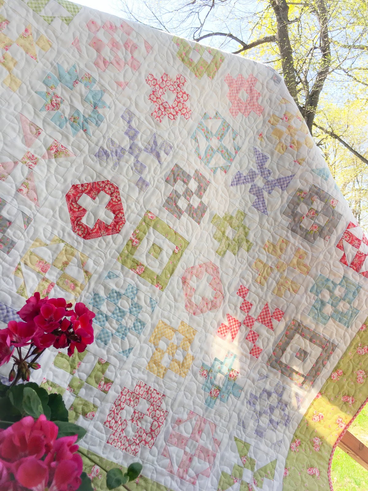 Carried Away Quilting Patchwork Quilt Along Quilted, bound and ready for spring!