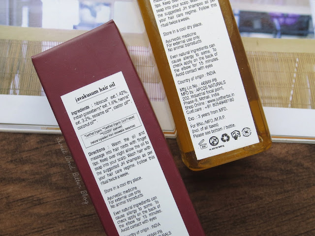 Just Herbs Javakusum Ingredients - Hair Oil with Hibiscus