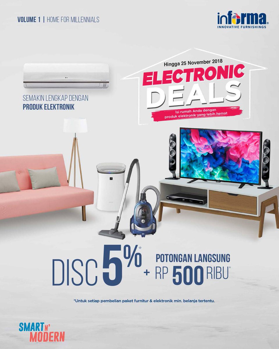Informa - Promo Electronic Deals Diskon 5% + Potongan 500 Ribu (s.d 27 Nov 2018)