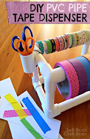 DIY a tape dispenser and washi tape organizer with PVC pipe :: OrganizingMadeFun.com
