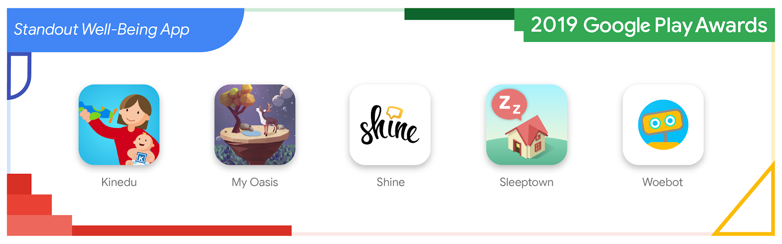 Logos of the Standout Well-Being App category nominees
