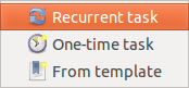 Gnome Schedule New Task menu screenshot