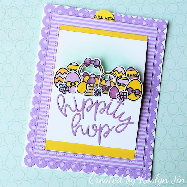 Sunny Studio Stamps: Chubby Bunny Loopy Letters Sliding Window Customer Card Share by Roslyn Jin