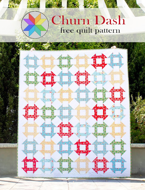 Churn Dash free quilt pattern from A Bright Corner 