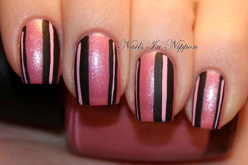 Pink and Black Striped Nail Art - wide 8
