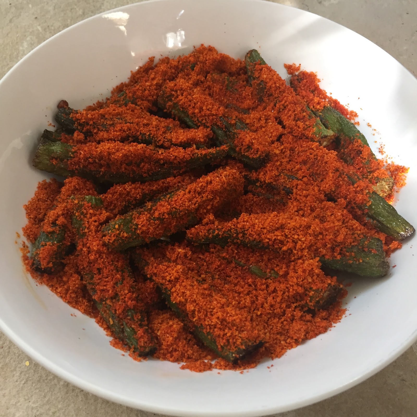 Okra Fry (Bhendi Fry) Using Coconut spice powder (Kobbari Karam) For