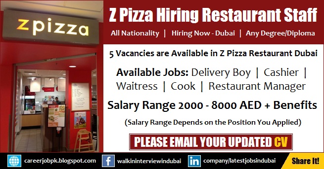 Jobs in Dubai for Delivery Boy, Cashier, Waitress, Cook & Restaurant Manager Delivery Boy, Cashier, Waitress, Cook & Restaurant Manager Jobs in Dubai