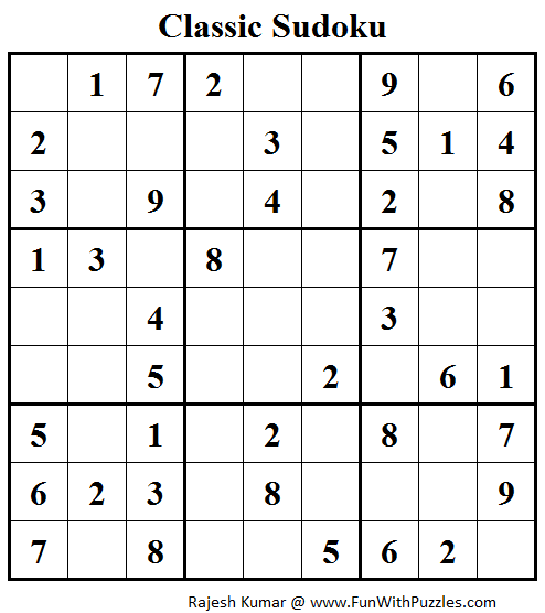 Classic Sudoku (Fun With Sudoku #98)